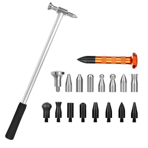 WHDZ Paintless Dent Repair Tools Car Dent Removal Hammer Aluminum Tap Down Tools with Tips - color: Silver
