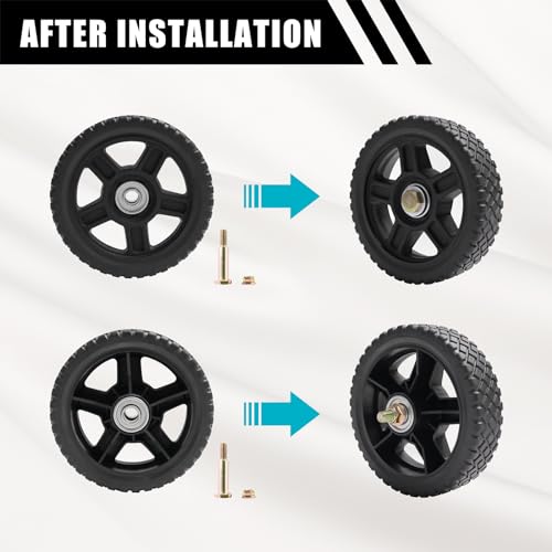6 Inch Lawn Mower Wheels kits with Bolts & Nuts - Set of 2 Push Mower Plastic Wheels Fits Craftsman Mower Generator Garden Tiller Most Standard Lawn Mowers (6×1.75'') - size: 6 inch