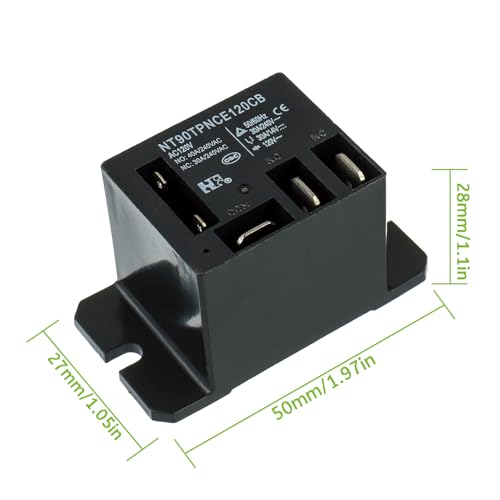 NT90-AC120V-10X Power Relay AC 120V Coil 120 VAC 30A 40A SPDT(1NO 1NC) with Flange Mounting and 10 Quick Connect Terminals Wires Mini Relay(Pack of 2pcs) - size: AC 120V