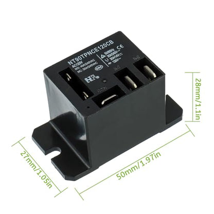 NT90-AC120V-10X Power Relay AC 120V Coil 120 VAC 30A 40A SPDT(1NO 1NC) with Flange Mounting and 10 Quick Connect Terminals Wires Mini Relay(Pack of 2pcs) - size: AC 120V