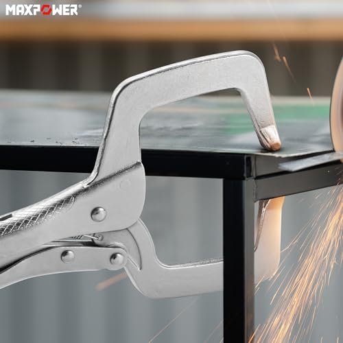 MAXPOWER 11-inch Locking C Clamp, Heavy Duty C-Clamp Locking Pliers with Regular Tip for Welding - 4 Pack - size: 4pcs 11"
