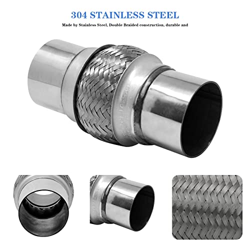 Exhaust Flex Pipe 2.5"x4" Heavy Duty Stainless Steel 8" OL - size: 2.5"x4"x8"