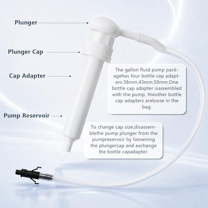 Fluid Transfer Pump for Gallon Quart Bottles - 4 Cap Adapters 38mm 40mm 43mm 50mm with Extension Tubes - Oil Transmission Gear Fluid ATF Hand Pump for Wide Mouth，and Fluid Pump - color: 30cc fluid pump 1 pack