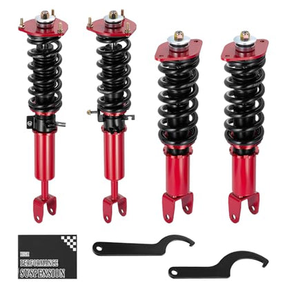 BDFHYK Coilovers Compatible with Nissan 350Z 2003-2009, Compatible with INFINITI G35 2003-2007, Shock Absorber Replacement 4 PCS, Adjustable Height Coilovers Suspension Kit Lowering Kit, Red - style: Nissan 350Z 2003-2007