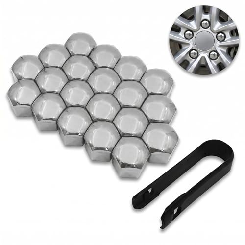 20PCS Lug Nut Covers, 21mm Car Hexagonal Wheel Bolt Covers Caps with Removal Tool, Dustproof Anti-Rust Auto Hub Screw Bolt Head Tire Protector, Universal Lug Nut Cap for Car SUV Truck (Silver) - color: Silver #21mm