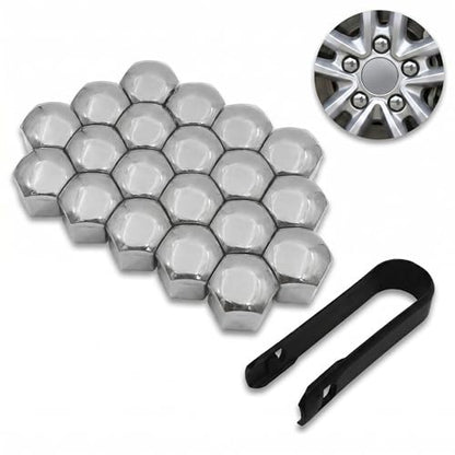 20PCS Lug Nut Covers, 21mm Car Hexagonal Wheel Bolt Covers Caps with Removal Tool, Dustproof Anti-Rust Auto Hub Screw Bolt Head Tire Protector, Universal Lug Nut Cap for Car SUV Truck (Silver) - color: Silver #21mm