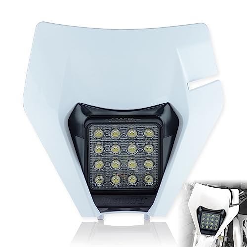 Dirt Bike Led Headlight Motorcycle 2020-2022 Enduro Headlight Kit for EXC EXCF SX SXF XC XCF XCW XCFW (White-Dual 16) - color: White Mask-Dual 16