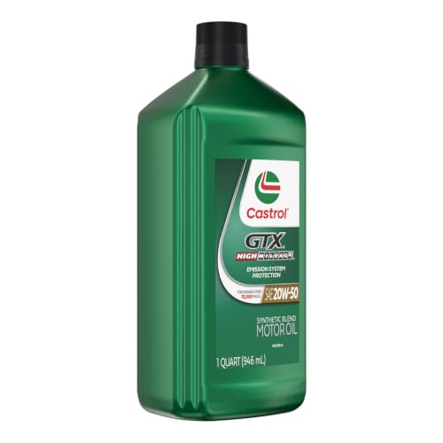 Castrol GTX High Mileage 20W-50 Synthetic Blend Motor Oil, 1 Qt, Pack of 6 - size: 1 Quart, Pack of 6