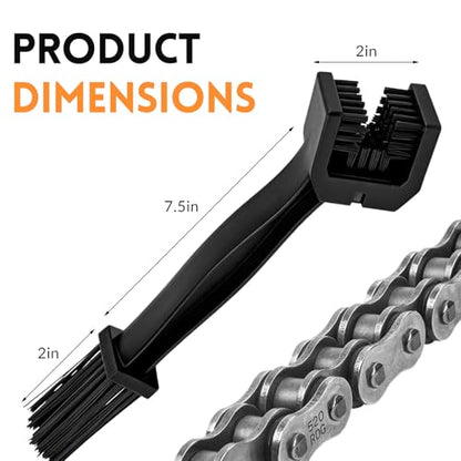 Motorcycle Chain Washer, Double-Ended Chain Gear Cleaning Tool w/Three-Sided & Long Bristles, Chains Crankset Brush Dirt Cleaner for Motorcycle Bicycle Mountain Bike (Black) - color: 1 PCS, Black