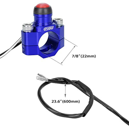 CNC Universal Engine Stop Start Kill Switch Button for 22mm Handlebar-Blue - color: Blue, size: with Mounting Backplate