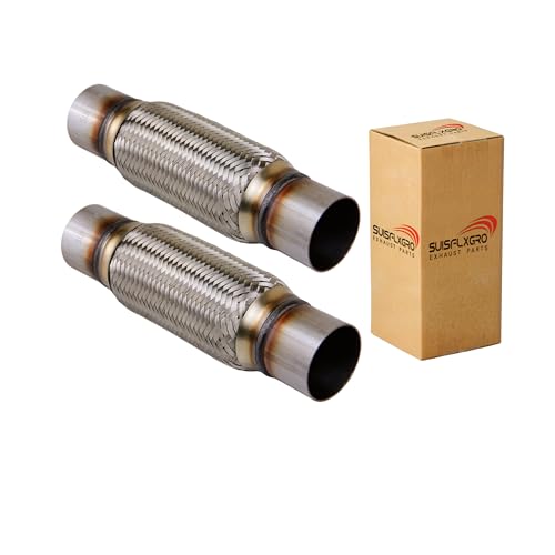 Exhaust Flex Pipe Universal Type 100% Stainless Steel For Heavy Duty and Cars (2 PCS, 2.5X8X12) - size: 2.5X8X12 2 PCS