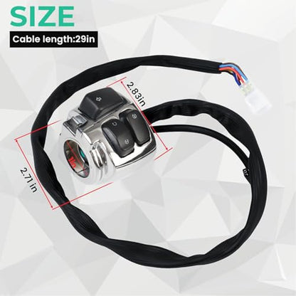 BHB Motorcycle 1" Handlebar Switches Control and Wiring Harness Compatible with Harley Softail 1996-2012 Dyna Sportster V-Rod (Silver) - color: Silver