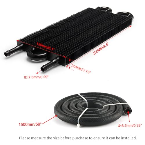 4 Pass Tube and Fin Transmission Cooler Universal 5/16" Oil Cooler Kit Aluminium Black - size: 4 Pass