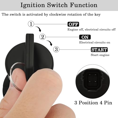 4015033 Ignition Key Switch, 3 Position 4 pins for Polaris Sportsman 450 850 1000XP Ranger 1000 1000XP Scrambler 850 - size: 4015033