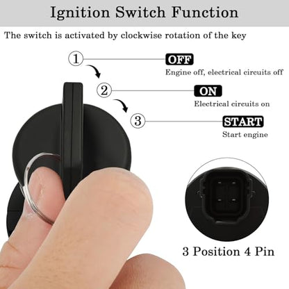 4015033 Ignition Key Switch, 3 Position 4 pins for Polaris Sportsman 450 850 1000XP Ranger 1000 1000XP Scrambler 850 - size: 4015033
