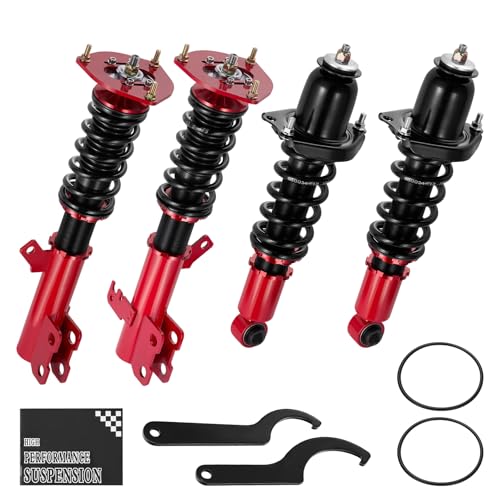 BDFHYK Coilovers Compatible with Toyota Corolla/Matrix 2003-2008 Shock Absorber Replacement 4 PCS, Adjustable Height Coilovers Suspension Kit Lowering Kit, Red - style: Toyota Corolla 2003-2008