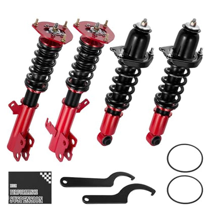 BDFHYK Coilovers Compatible with Toyota Corolla/Matrix 2003-2008 Shock Absorber Replacement 4 PCS, Adjustable Height Coilovers Suspension Kit Lowering Kit, Red - style: Toyota Corolla 2003-2008