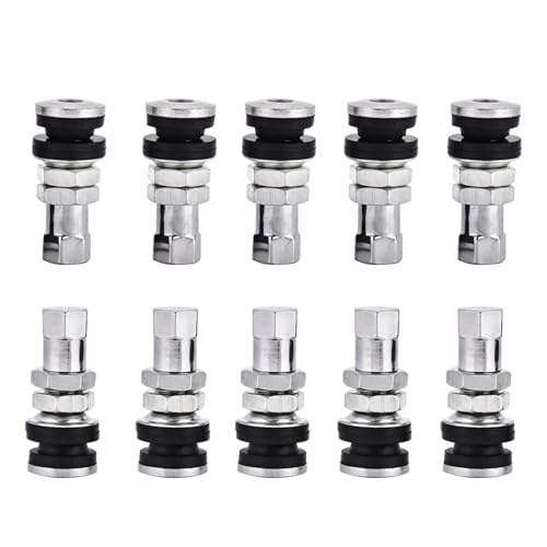 10-Pack TR161 Metal Tire Valve Stems with Rubber Seals for Motorcycles