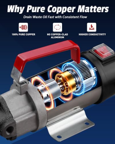 Oil Extractor Pump 12V 100W, Thick Oil Change Pump for Engine Oil, Gear Oil