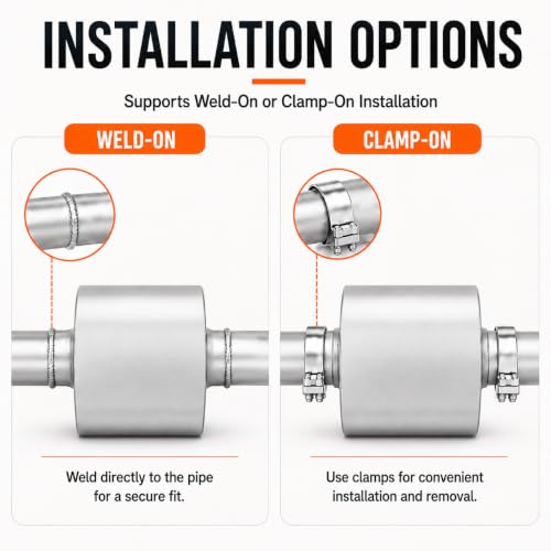 Pair of 2.5" ID Center/Center Single Chamber Mufflers, Aluminized Steel - color: SILVER, size: 2.5 Inch