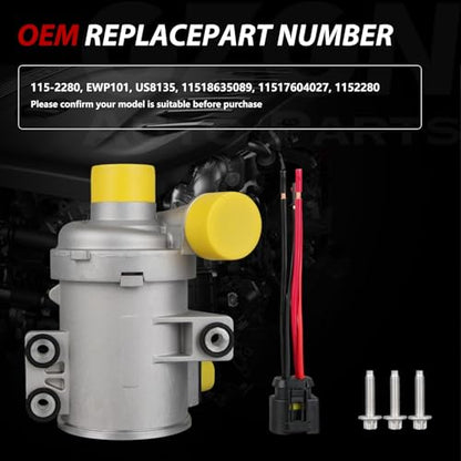Electric Engine Water Pump W/Aluminum Thermostat Compatible with BMW