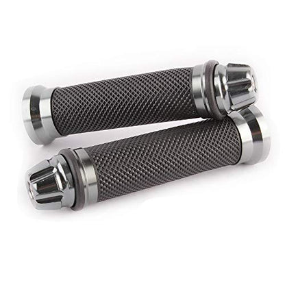 Motorcycle 7/8" CNC Hand Grips Aluminum Rubber Gel Handlebar for Sport Bike(Red) - color: Gray