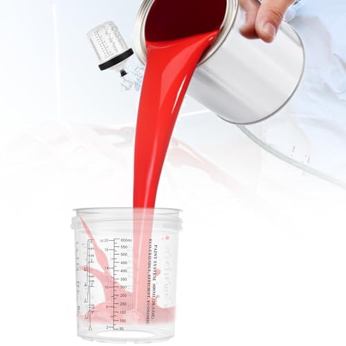 YAYODS 50 Pack Disposable Paint Sprayer Gun Cup Liners and Lid System for Spray Gun, Paint Cups 20 Ounce (600ml) Kit with 50 Mixing Cups Liners, 50 Lids, 20 Plugs, 1 Hard Cup with Retainer Ring