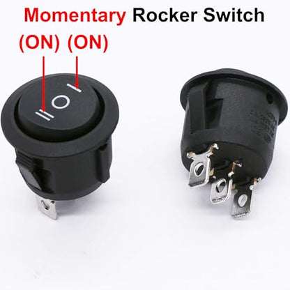 TWTADE / 4Pcs Momentary Boat Rocker Switch 3 Pin 3 Position(ON)-Off-(ON) SPDT Mini Car Auto Boat Round Rocker Toggle Switch 6A 250VAC/10A 125VAC KCD1-5-123 - size: (ON)/Off/(ON) - KCD1, style: Round