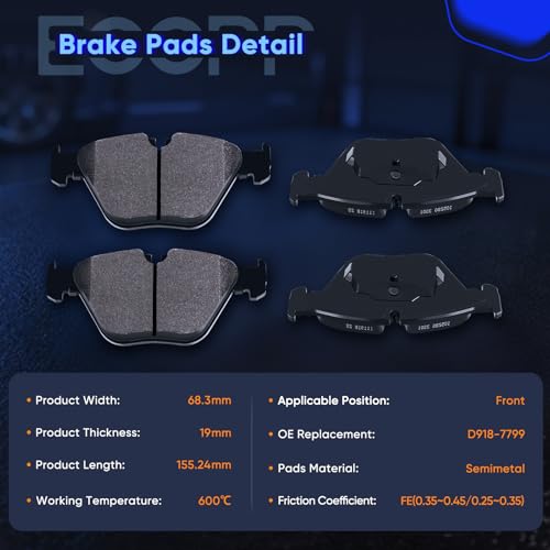 Brake Pads,ECCPP 8pc Ceramic Disc Brake Kits fit For BMW For 328i 2007-2013 - size: Front D918-7799 + Rear D1267-7286