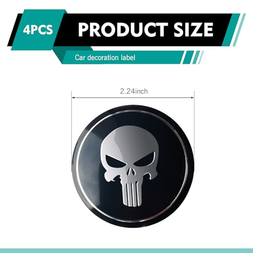 4 PCS Car Wheel Center Hub Cap Cover, 56MM/2.2Inch Metal Scratch-Proof Wheel Center Caps, Waterproof & Rustproof Automotive Center Caps, Universal for Cars Trucks (Black)