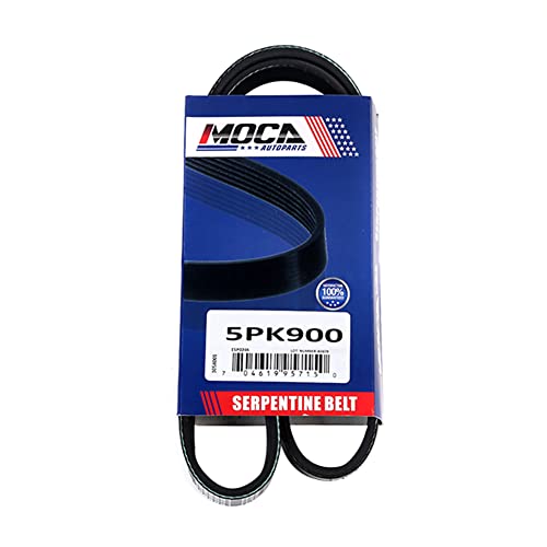 MOCA 5PK900 Serpentine Belt Fit 99 for BMW 323i 2.5L & 98-00 for BMW Z3 3.2L & 87-88 for Ford EXP 1.9L & 06 for Hyundai Santa Fe 3.5L & 04-06 for Kia Amanti 3.5L - size: 5PK900