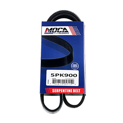 MOCA 5PK900 Serpentine Belt Fit 99 for BMW 323i 2.5L & 98-00 for BMW Z3 3.2L & 87-88 for Ford EXP 1.9L & 06 for Hyundai Santa Fe 3.5L & 04-06 for Kia Amanti 3.5L - size: 5PK900