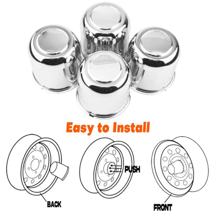 4Pcs 3-3/4 in Trailer Wheel Center Caps Fit 3-3/4" Center Bore Truck Trailer RV SUV Wheels Rims, 3.74in Carbon Steel Hub Caps - color: Chrome Silver, size: 3-3/4 in Hub Hole, 4.41in Tall