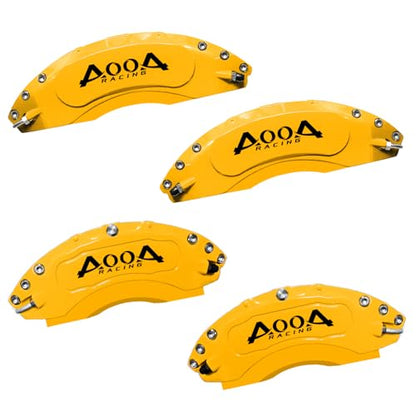 AOOA Yellow with Black Logo Caliper Covers Disc Brake Caliper Covers Caliper Paint Fit for KIA Telluride 2020-2025（front and rear） - color: yellow with black logo