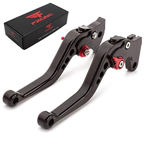 FXCNC Motorcycle Adjustable Brake Clutch Levers Compatible with Continental GT 650, Continental GT 535, 650 Interceptor, C5 and B5, 2017 on Euro - color: Black Lever with Red Adjuster