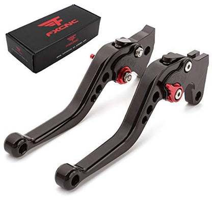 FXCNC Motorcycle Adjustable Brake Clutch Levers Compatible with Continental GT 650, Continental GT 535, 650 Interceptor, C5 and B5, 2017 on Euro - color: Black Lever with Red Adjuster