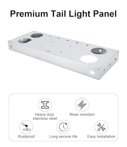 Tail Light Panel Stainless Steel Chrome Finish with Four 4.49" and Sixteen 0.67" Round Light Cutouts, Rear Center Light Panel with a Backing Panel for Semi Truck Trailers - style: 4x4.49" & 16x0.67" Round Holes-B