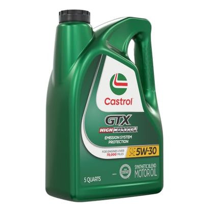 Castrol GTX High Mileage 5W-30 Synthetic Blend Motor Oil, 5 Qt, Pack of 3 - size: 5 Quarts, Pack of 3