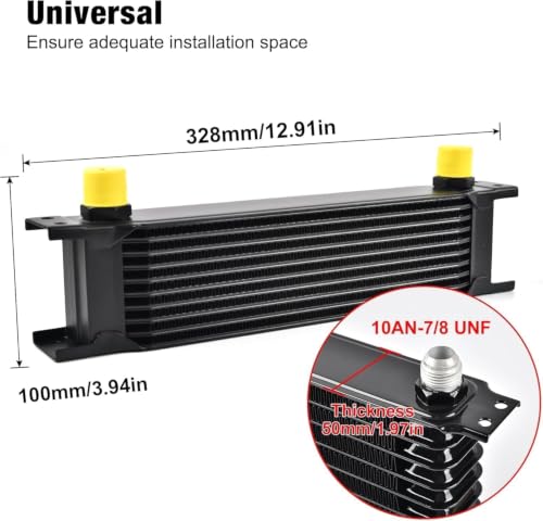 EVIL ENERGY 10 Row Oil Cooler Kit, 10AN Engine Cooler Radiator Universal - size: 10 Row