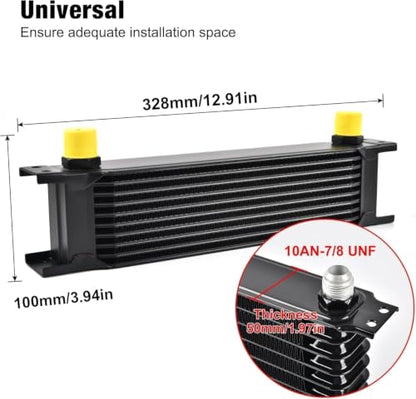 EVIL ENERGY 10 Row Oil Cooler Kit, 10AN Engine Cooler Radiator Universal - size: 10 Row
