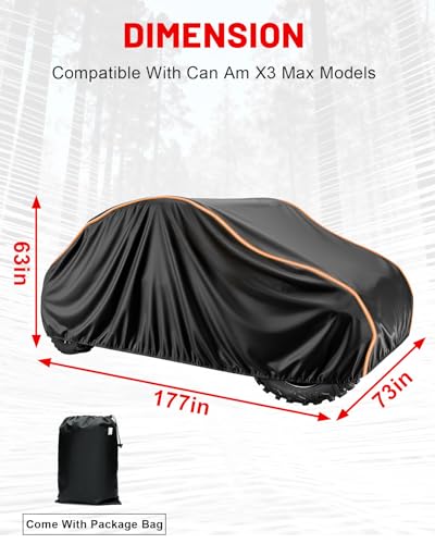 StarknightMT Heavy Duty UTV Cover 4-6 Seater Large Waterproof 420D Oxford - size: 177 x 73 x 63 inches