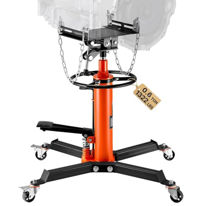 VEVOR Transmission Jack, 1322 LBS Hydraulic Telescoping Transmission Jack, 32"-67" High Lift Transmission Jack Stand with Foot Pedal, 360° Swivel Wheel - size: Medium