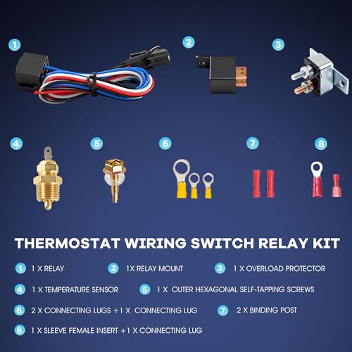 12 inch Electric Radiator Cooling Fan 12V 80W with Thermostat Wiring Switch Relay Kit Black - size: 12 Inch