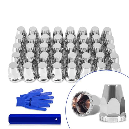40Pcs Lug Nut Covers 33mm Flat Top Thread-on Nut Covers for Semi Trucks - color: 40 PCS