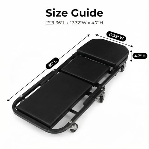 Foldable 36" Z-Creeper Seat, 2 in 1, 330 lbs Capacity Mechanic Creeper