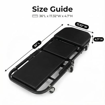 Foldable 36" Z-Creeper Seat, 2 in 1, 330 lbs Capacity Mechanic Creeper