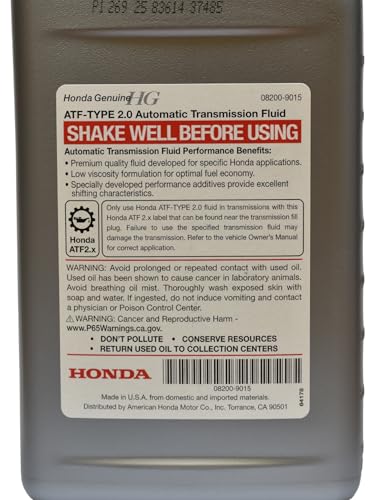 Honda 08200-9015 Automatic Transmission Fluid ATF-Type 2.0 (1 Quart) (5)