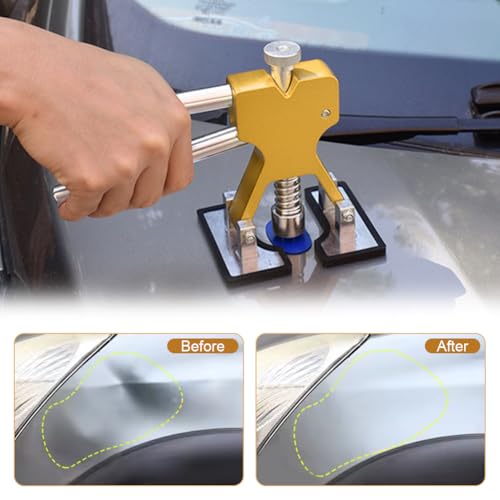 Auto Body Repair Kit Car Dent Puller with 18pcs Pull Tabs, Universal T Bar Paintless Dent Remover Tool Lifter for Auto Hail Damage Repair & Other Metal Surface