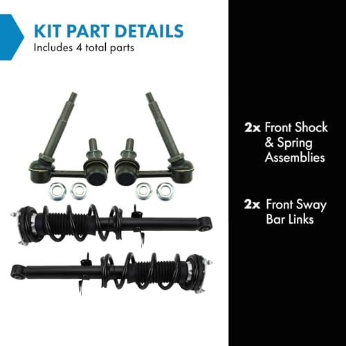 TRQ Front Suspension Kit Shock & Spring Strut Assembly Sway Bar Stabilizer - style: PSA29048