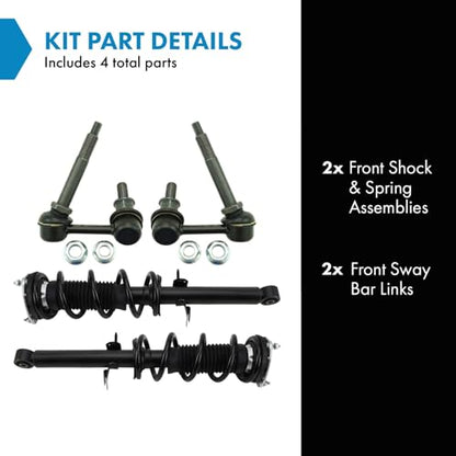 TRQ Front Suspension Kit Shock & Spring Strut Assembly Sway Bar Stabilizer - style: PSA29048
